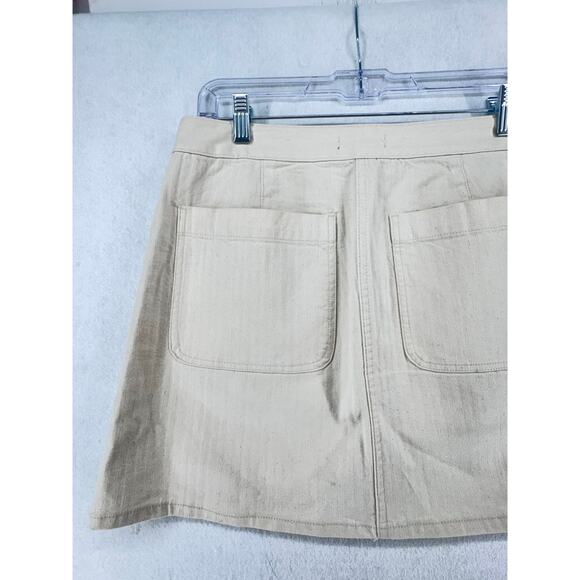 J.Crew Cream Button Front Mini Skirt High Rise Pockets coast Preppy Size 28 - Picture 5 of 6